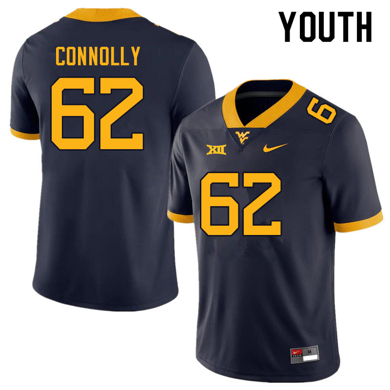 Youth #62 Tyler Connolly West Virginia Mountaineers College Football Jerseys Sale-Navy